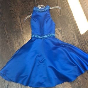 embroidered royal blue dress